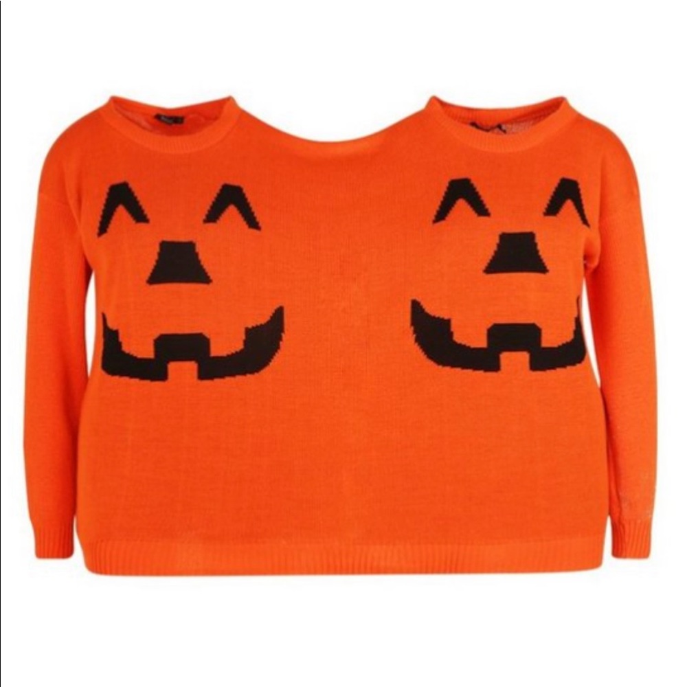 Boohoo double pumpkin sweater